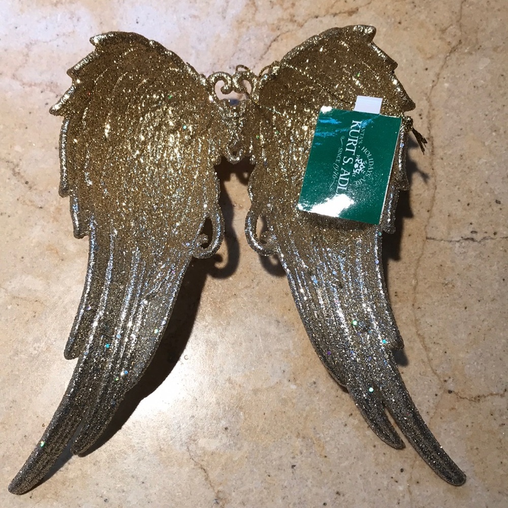 NWT Kurt S. Adler gold sparkly angel wing ornament - Picture 2 of 2